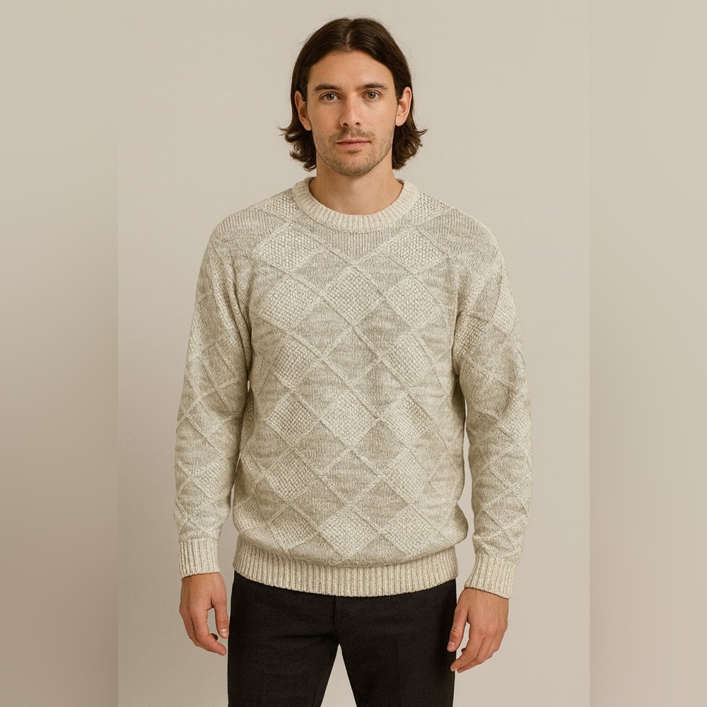 Vintage Protegé Knit Sweater in Cream cotton blend 90’s 3D textured
